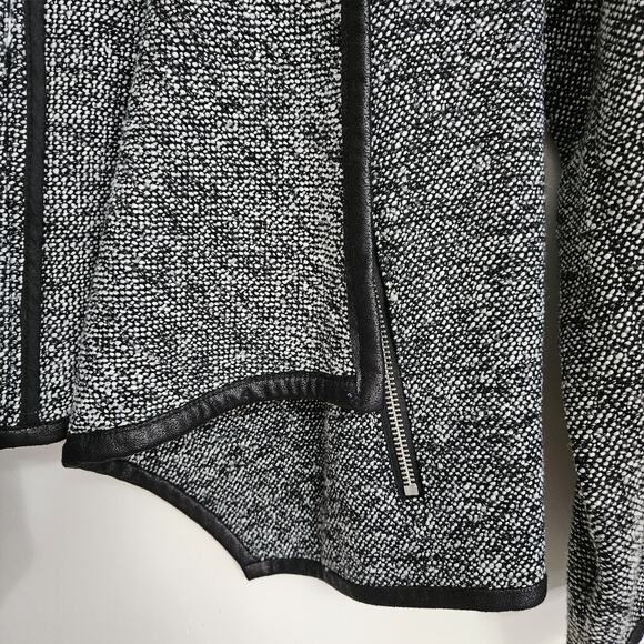 a.n.a. Open Front Moto Tweed Jacket Black White Woven Zippered Pockets XL - Picture 4 of 11